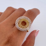 Anillo Aros 4.65gr / T6 3/4 / Dos Oros Amarillo Blanco +3 18K &