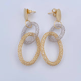 Topos Arete Aros Ovalos 5.2gr / 5.5cm / Dos Oros Amarillo Blanco +4 18K &