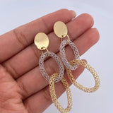 Topos Arete Aros Ovalos 5.2gr / 5.5cm / Dos Oros Amarillo Blanco +4 18K &