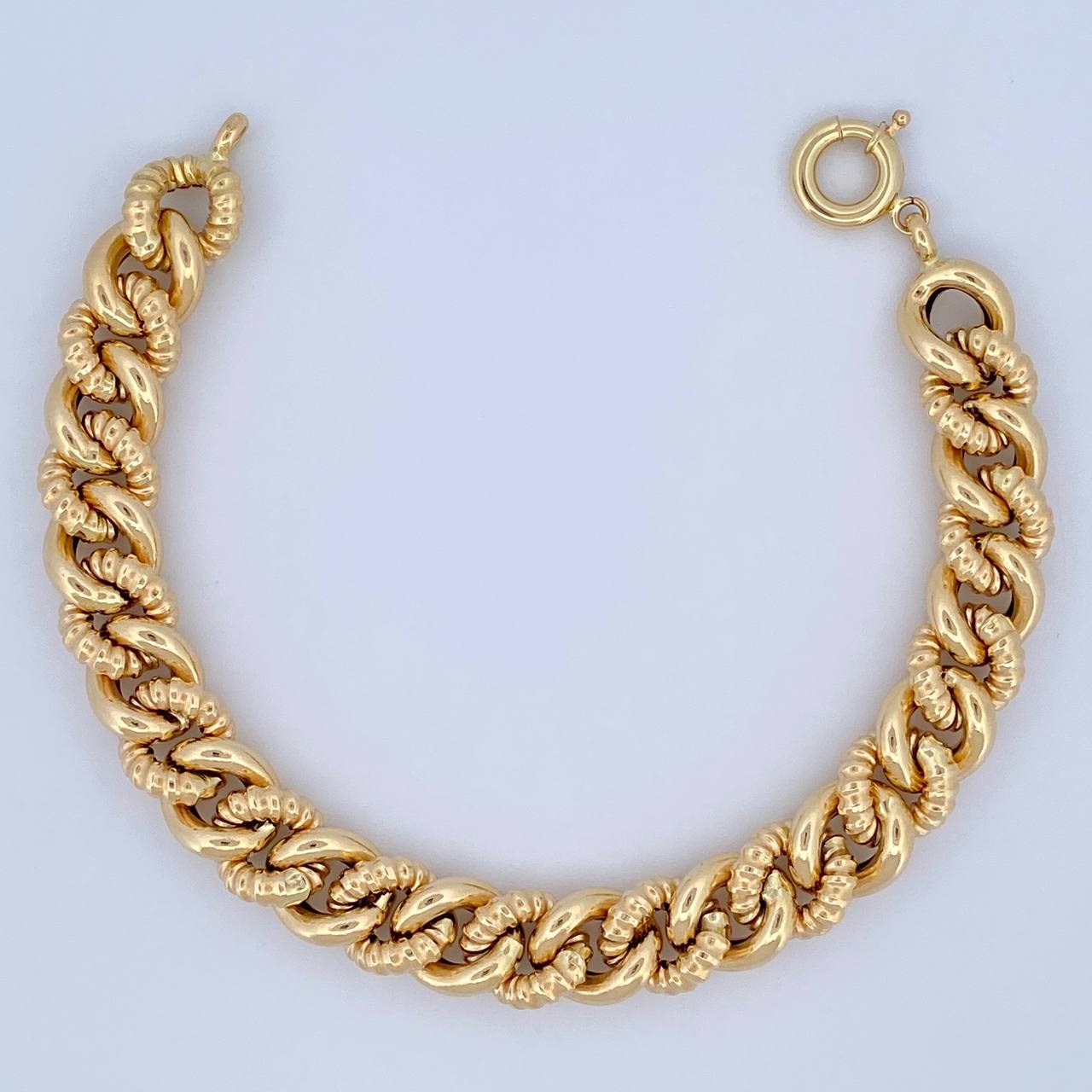 Pulso Cubano Rayado 15.4gr / 20.3cm / 10.4mm Oro Amarillo +3 18K &