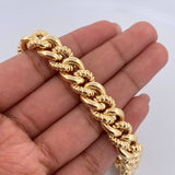 Pulso Cubano Rayado 15.4gr / 20.3cm / 10.4mm Oro Amarillo +3 18K &