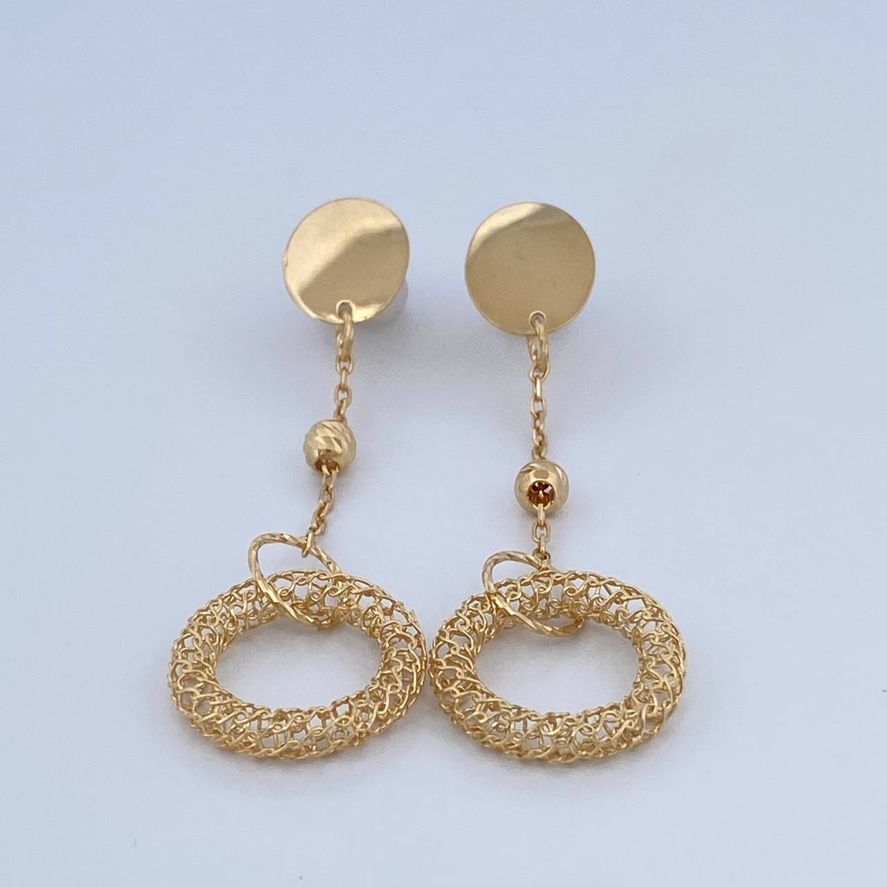 Topos Arete Aros Circulos 3.8gr / 5.5cm / 4mm Bolas Diamantadas Oro Amarillo +4 18K &