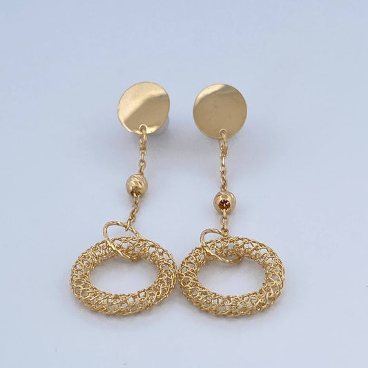 Topos Arete Aros Circulos 3.8gr / 5.5cm / 4mm Bolas Diamantadas Oro Amarillo +4 18K &