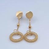 Topos Arete Aros Circulos 3.75gr / 5.5cm / 4mm Bolas Diamantadas Oro Amarillo +4 18K &