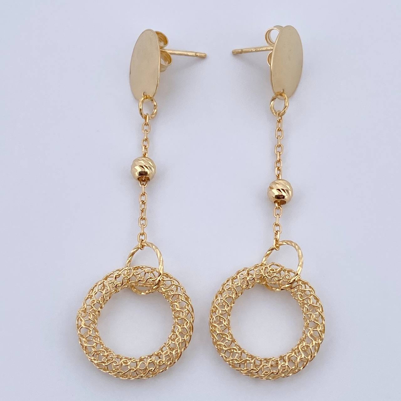 Topos Arete Aros Circulos 3.8gr / 5.5cm / 4mm Bolas Diamantadas Oro Amarillo +4 18K &