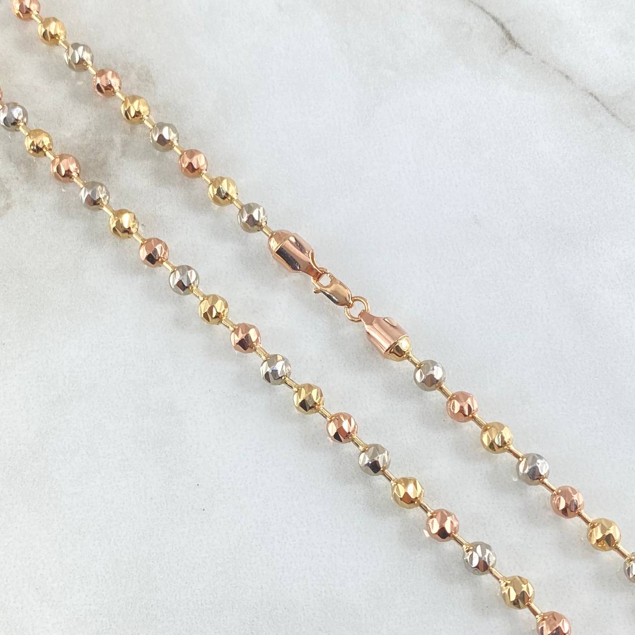 Cadena Militar 24.2gr / 62cm / 4mm Diamantada Tres Oros 18K