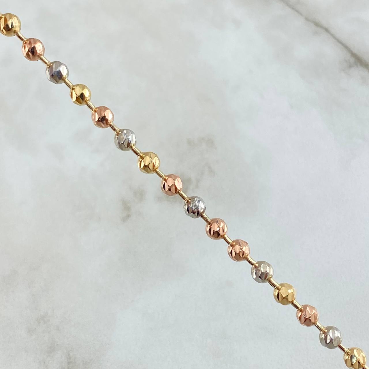 Cadena Militar 24.2gr / 62cm / 4mm Diamantada Tres Oros 18K