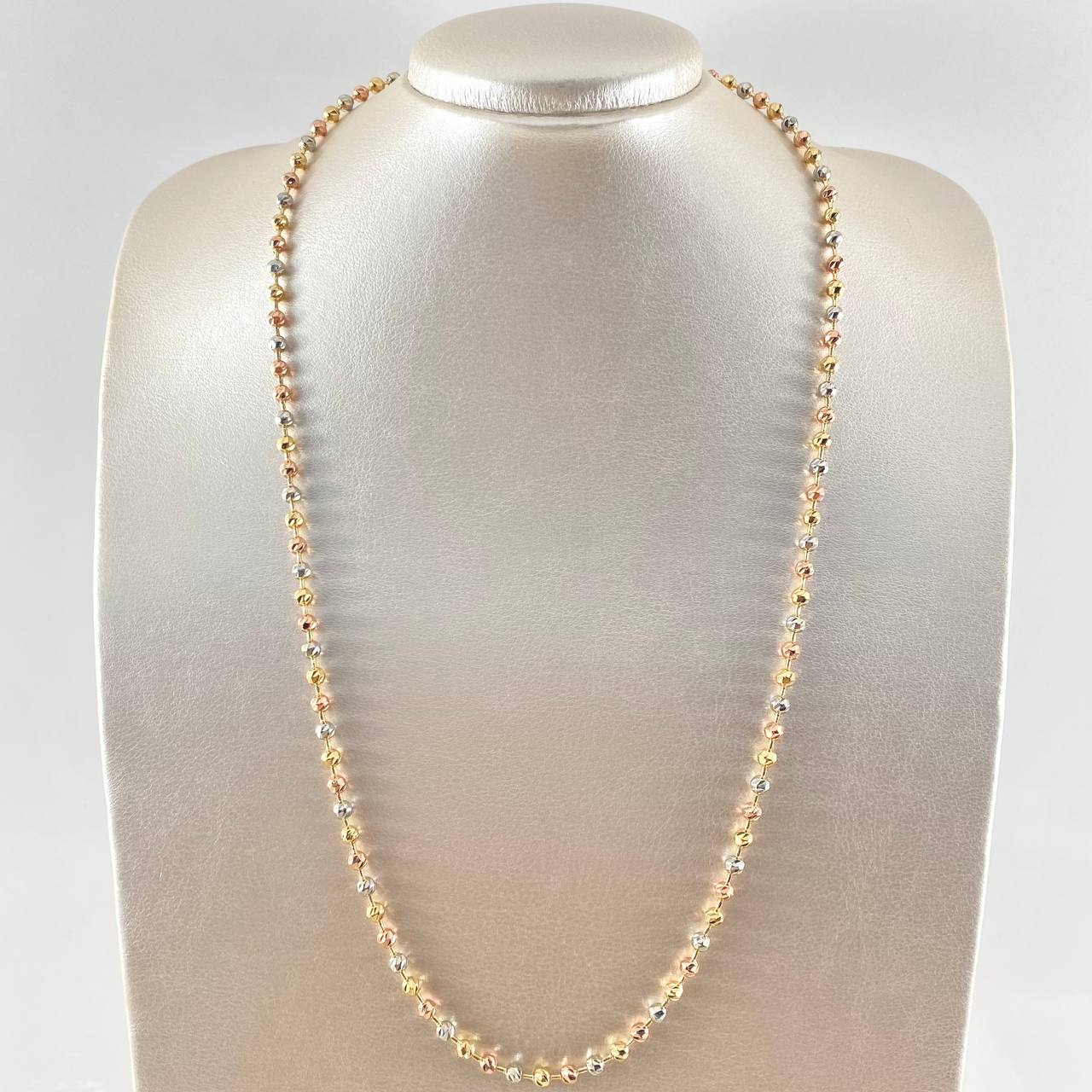 Cadena Militar 24.2gr / 62cm / 4mm Diamantada Tres Oros 18K