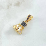 Dije Cara Pato Dinero 4.7gr / 2.5cm / Circones Blancos Negros Oro Amarillo 18K *