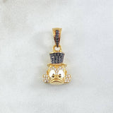 Dije Cara Pato Dinero 4.7gr / 2.5cm / Circones Blancos Negros Oro Amarillo 18K *