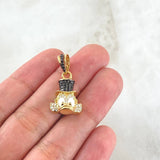 Dije Cara Pato Dinero 4.7gr / 2.5cm / Circones Blancos Negros Oro Amarillo 18K *