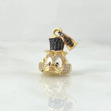 Dije Cara Pato Dinero 4.7gr / 2.5cm / Circones Blancos Negros Oro Amarillo 18K *