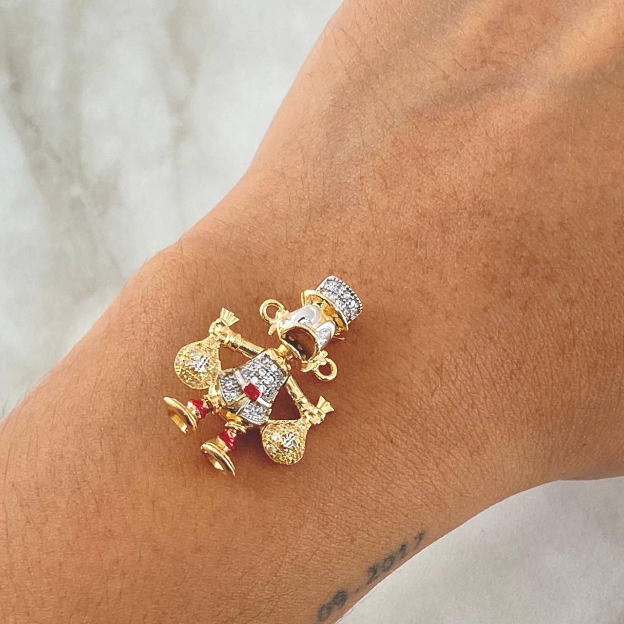 Herraje Pato Bolsas Dinero 5.7gr / 2.6mm Articulado Circones Blancos Rojos Oro Amarillo 18K