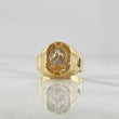Anillo Sello Herradura Caballo 3.75gr / T9 1/4 / Ovalo Texturizado Dos Oros Amarillo Blanco 18K