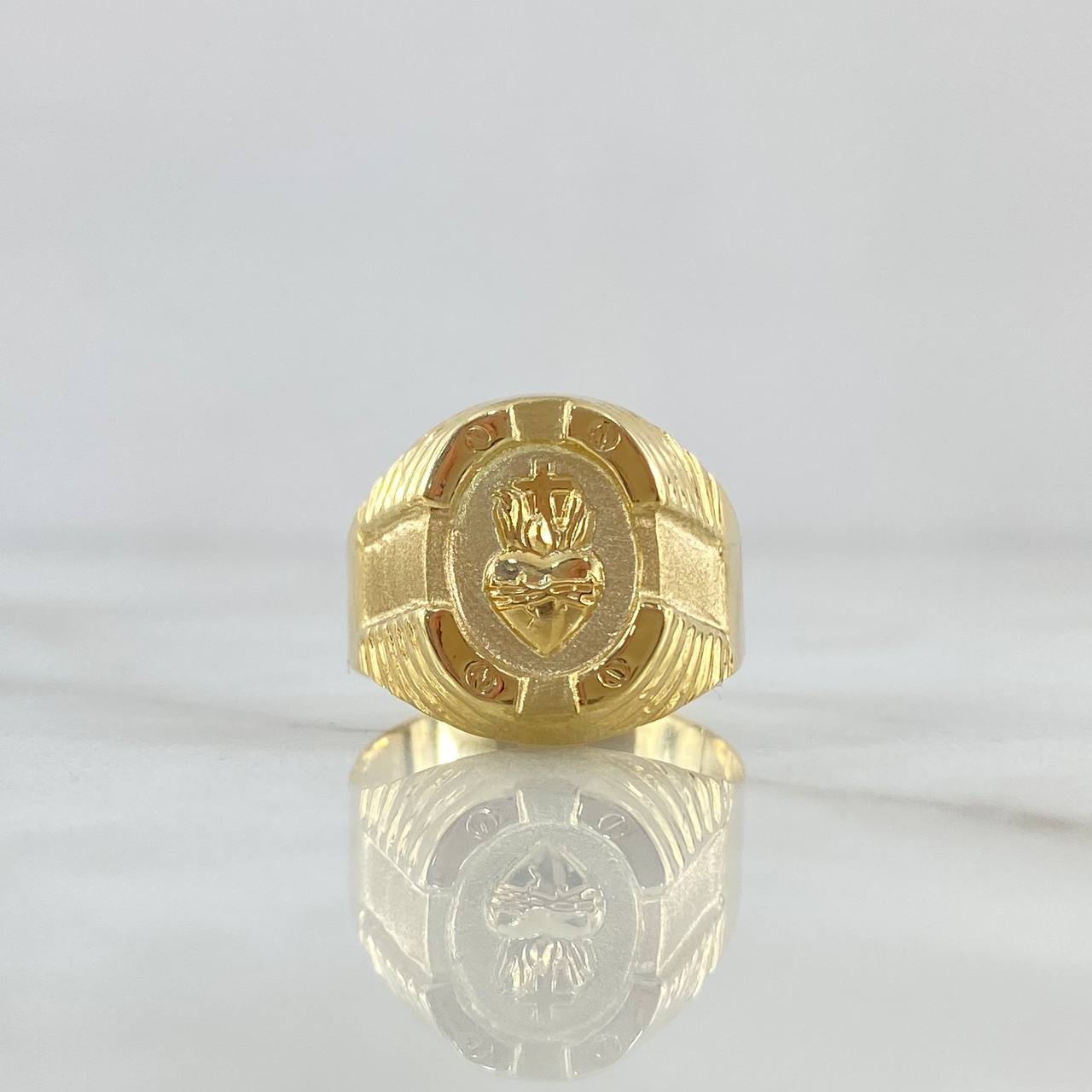 Anillo Sagrado Corazón De Jesús 2.35gr / T9 1/4 / Mate Texturizado Oro Amarillo 18K