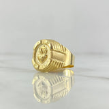 Anillo Sagrado Corazón De Jesús 2.35gr / T9 1/4 / Mate Texturizado Oro Amarillo 18K