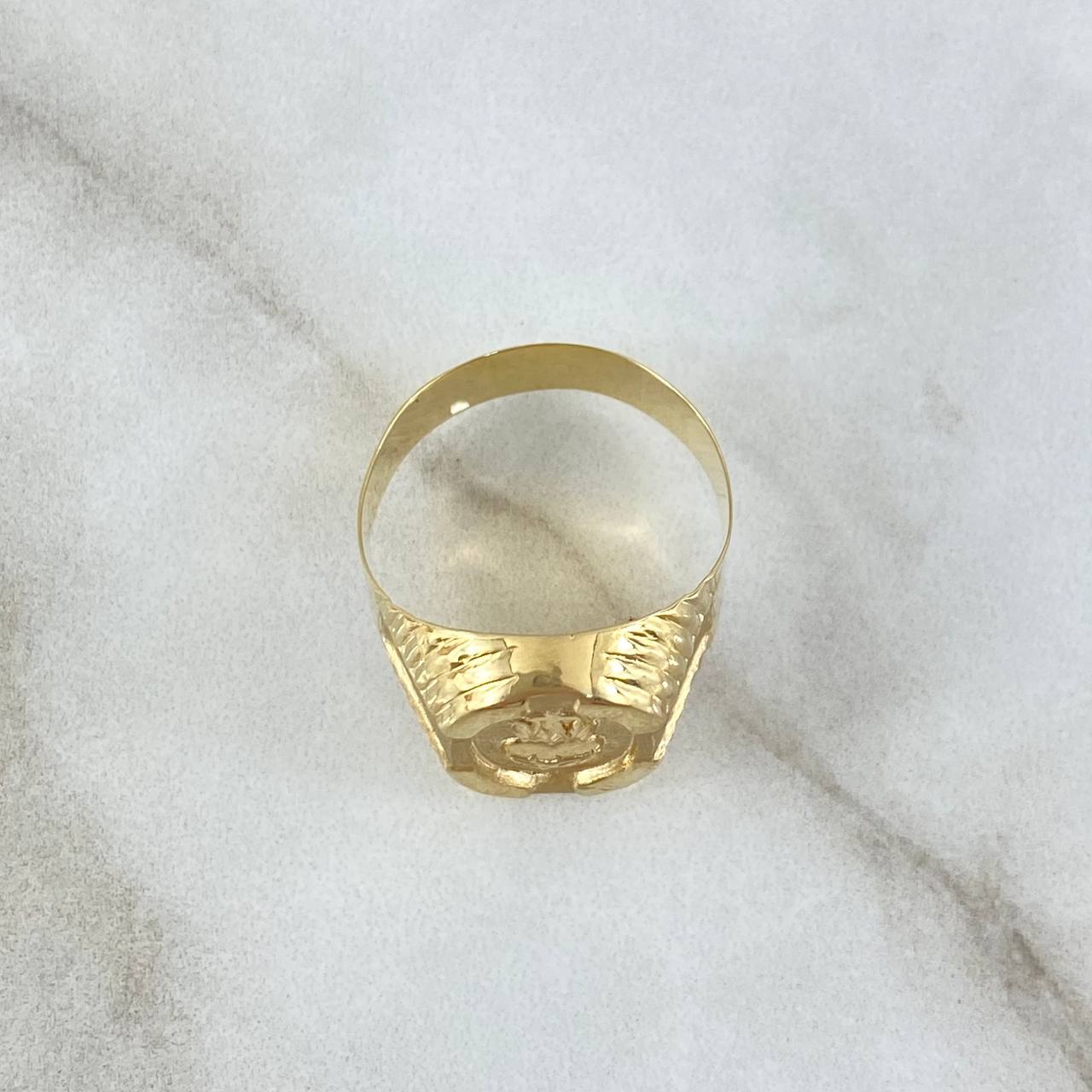 Anillo Sagrado Corazón De Jesús 2.35gr / T9 1/4 / Mate Texturizado Oro Amarillo 18K