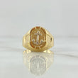 Anillo Sello Ancla 3.6gr / T9 / Ovalo Texturizado Dos Oros Amarillo Blanco 18K
