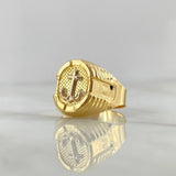 Anillo Ancla Marco Ovalado 3.75 g / T10 3/4 Dos Oros Amarillo Blanco 18K