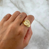 Anillo Ancla Marco Ovalado 3.75 g / T10 3/4 Dos Oros Amarillo Blanco 18K