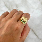 Anillo Sello Herradura Caballo 3.25gr / T9 1/2 / Circones Verdes Oro Amarillo 18K