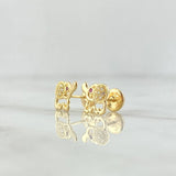 Topos Elefante 1.15gr / 7mm Circones Blancos - Ojos Fucsias Oro Amarillo 18K