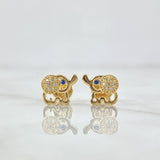 Topos Elefante 1.1gr / 7mm Circones Blancos - Ojos Azules Oro Amarillo 18K