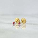 Topos Cuatro Garras 0.35gr / 2mm Circon Fucsia Oro Amarillo 18K ©
