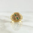 Anillo Sello Trinity 4.5gr / T9 3/4 / Circones Verdes Blanco Oro Amarillo 18K *