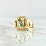 Anillo Sello Trinity 4.15gr / T9 / Circones Verdes Blanco  Oro Amarillo 18K *