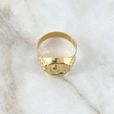 Anillo Sello Trinity 4.5gr / T9 3/4 / Circones Verdes Blanco Oro Amarillo 18K *