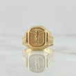 Anillo Sello Cristo 4.2gr / T8 1/2 /  Texturizado Oro Amarillo 18K
