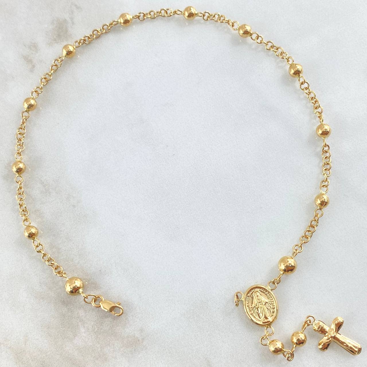 Tobillera Denario Virgen Milagrosa 4.85gr / 24cm / Oro 18K *