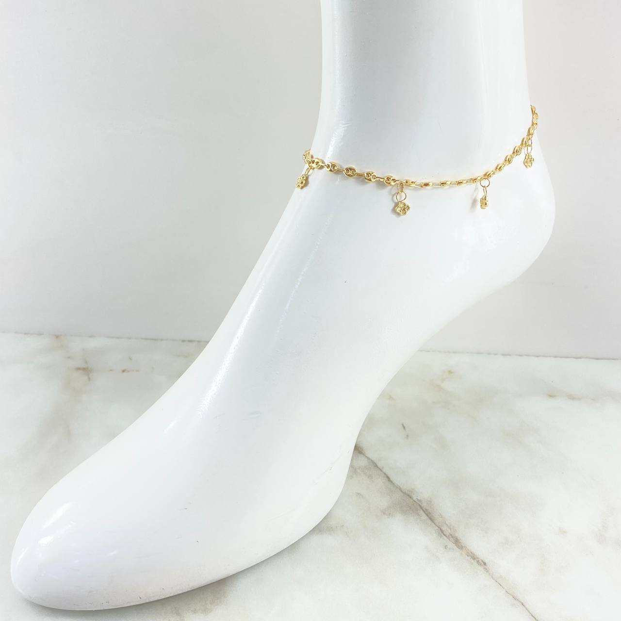 Tobillera GC Flores Trebol 3.7gr / 25cm / Oro Amarillo 18K