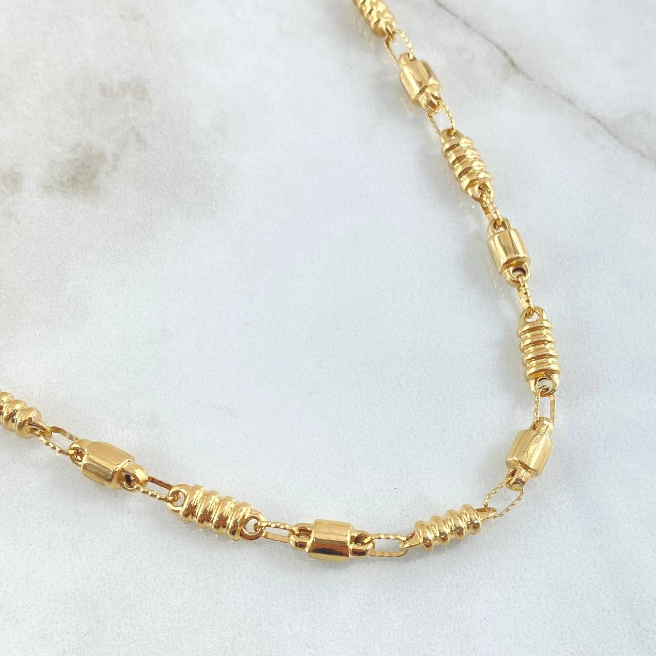 Cadena Rustica Barril Intercalada 17.2gr / 70cm / Oro 18K *