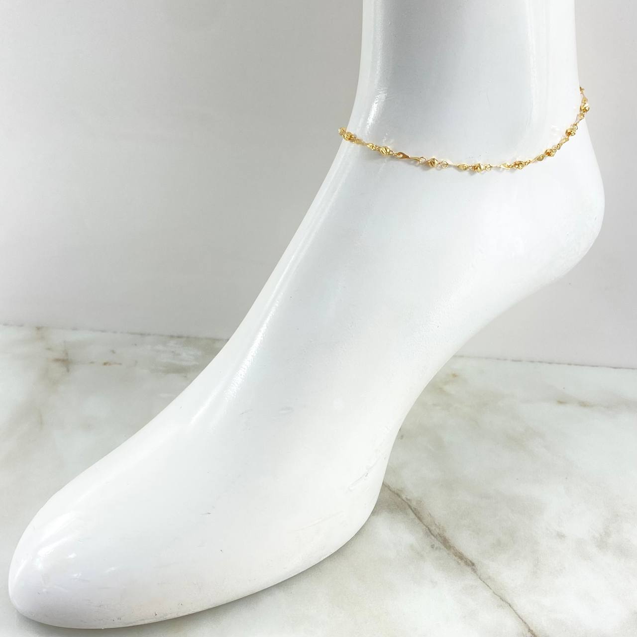 Tobillera Tipo Militar 2.15gr / 25cm / Oro 18K