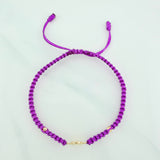 Pulsera Tejida Morada Oso Ts 3Mm 2 Und Oro Amarillo 18K