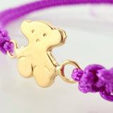 Pulsera Tejida Morada Oso Ts 3Mm 2 Und Oro Amarillo 18K