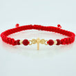 Pulsera Tejida Roja Libelula 3Mm 2 Und Oro Amarillo 18K