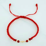 Pulsera Tejida Roja Libelula 3Mm 2 Und Oro Amarillo 18K