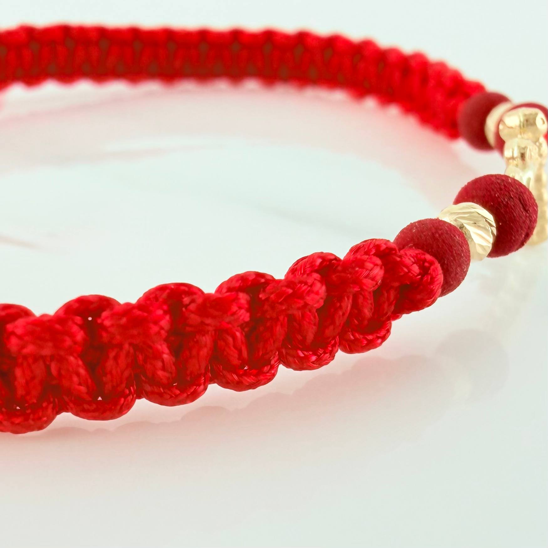 Pulsera Tejida Roja Libelula 3Mm 2 Und Oro Amarillo 18K