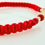 Pulsera Tejida Roja Libelula 3Mm 2 Und Oro Amarillo 18K