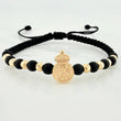 Pulsera Tejida Negra Escudo Real Madrid 4Mm 8 Und Oro Amarillo 18K