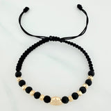 Pulsera Tejida Negra Escudo Real Madrid 4Mm 8 Und Oro Amarillo 18K