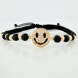 Pulsera Tejida Negra Cara Feliz 4Mm 8Und Oro Amarillo 18K