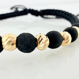 Pulsera Tejida Negra Cara Feliz 4Mm 8Und Oro Amarillo 18K