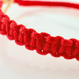 Pulsera Tejida Roja Corazón Mamá Dos Oros Amarillo 18K