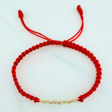 Pulsera Tejida Roja Mamá Oro Amarillo 18K