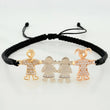 Pulsera Tejida Negra Familia Tres Oros 18K