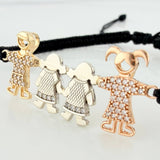 Pulsera Tejida Negra Familia Tres Oros 18K